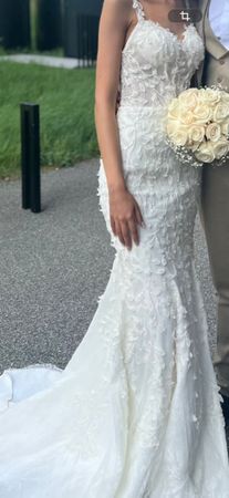 Brautkleid Meerjungfrau mit Spitze weiss guter Zustand