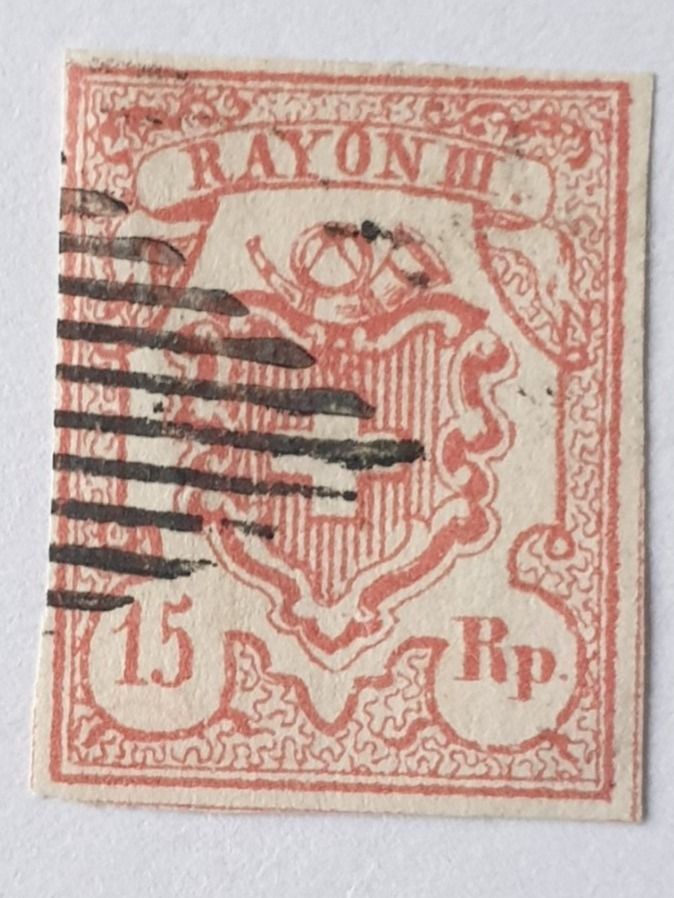 Tutti i francobolli: (246) Rayon III Schweiz 1852 mit Befund – Usato da Schwarzhäusern venduto da Inot3