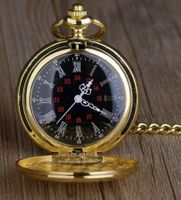 NEU Taschenuhr goldig schwarzes Zifferblatt inkl. Kette