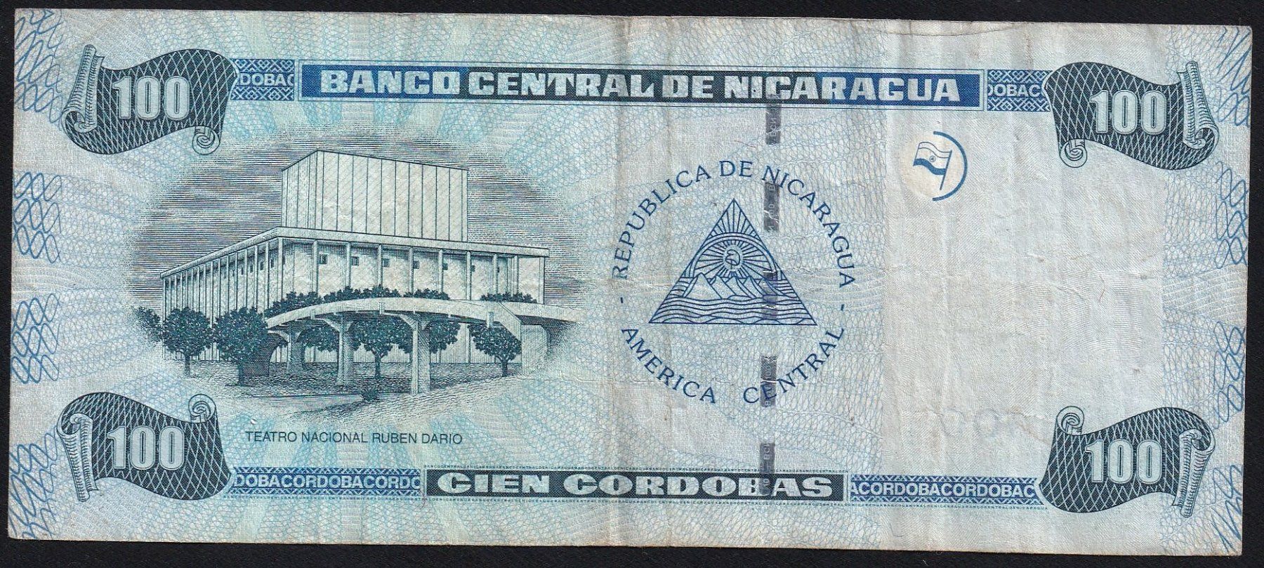 Banconote: Nicaragua 100 Cordobas 2002 – Usato da Brugg AG venduto da banknoten_muesli 1