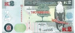 Zambia 2 Kwacha 2012-2013 P-49 Prefix AA UNZ