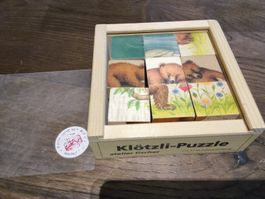 Klötzli-Puzzle 9 Teile atelier fischer Holzbausteine Bären