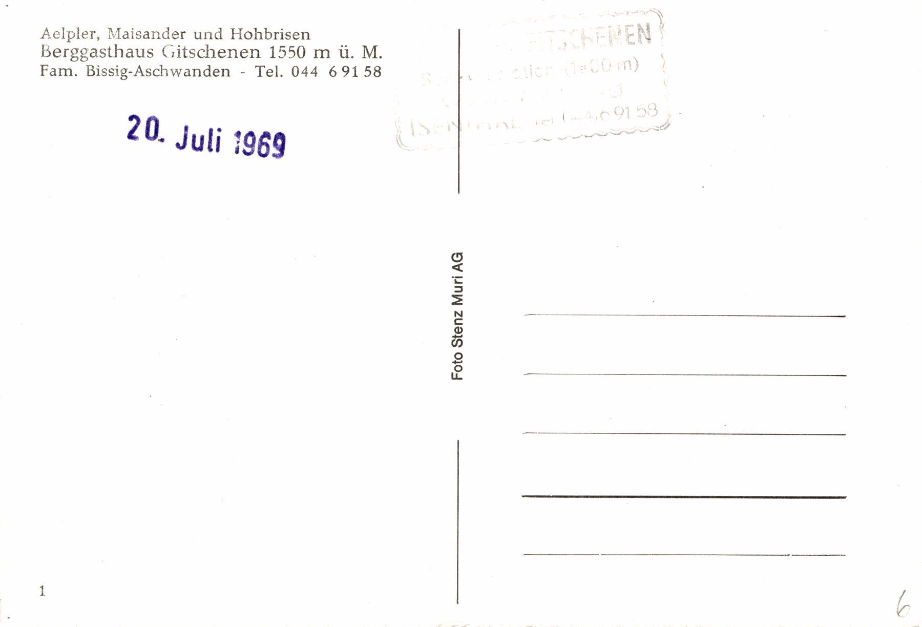 Cartoline postali: Isenthal. Berggasthaus Gitschenen mit Schwebebahn – Usato da Bronschhofen venduto da Astore 1