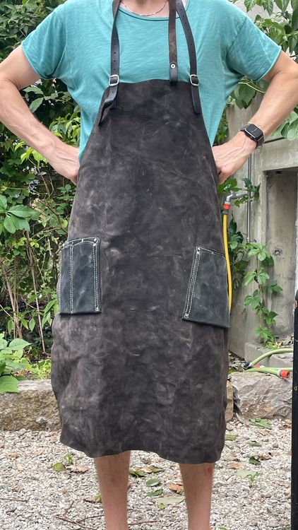 Grillschürze Leder Förster-Fellnest 60x70 C, Extra Starke Lederschürze | Bundschürze Leder Grillschürze