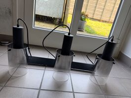 Hängelampe 3-flammig Metall Glas modern sehr guter Zustand