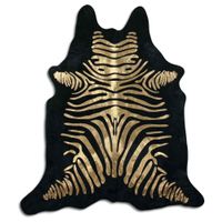 Kuhfell Teppich Zebra Black/Gold