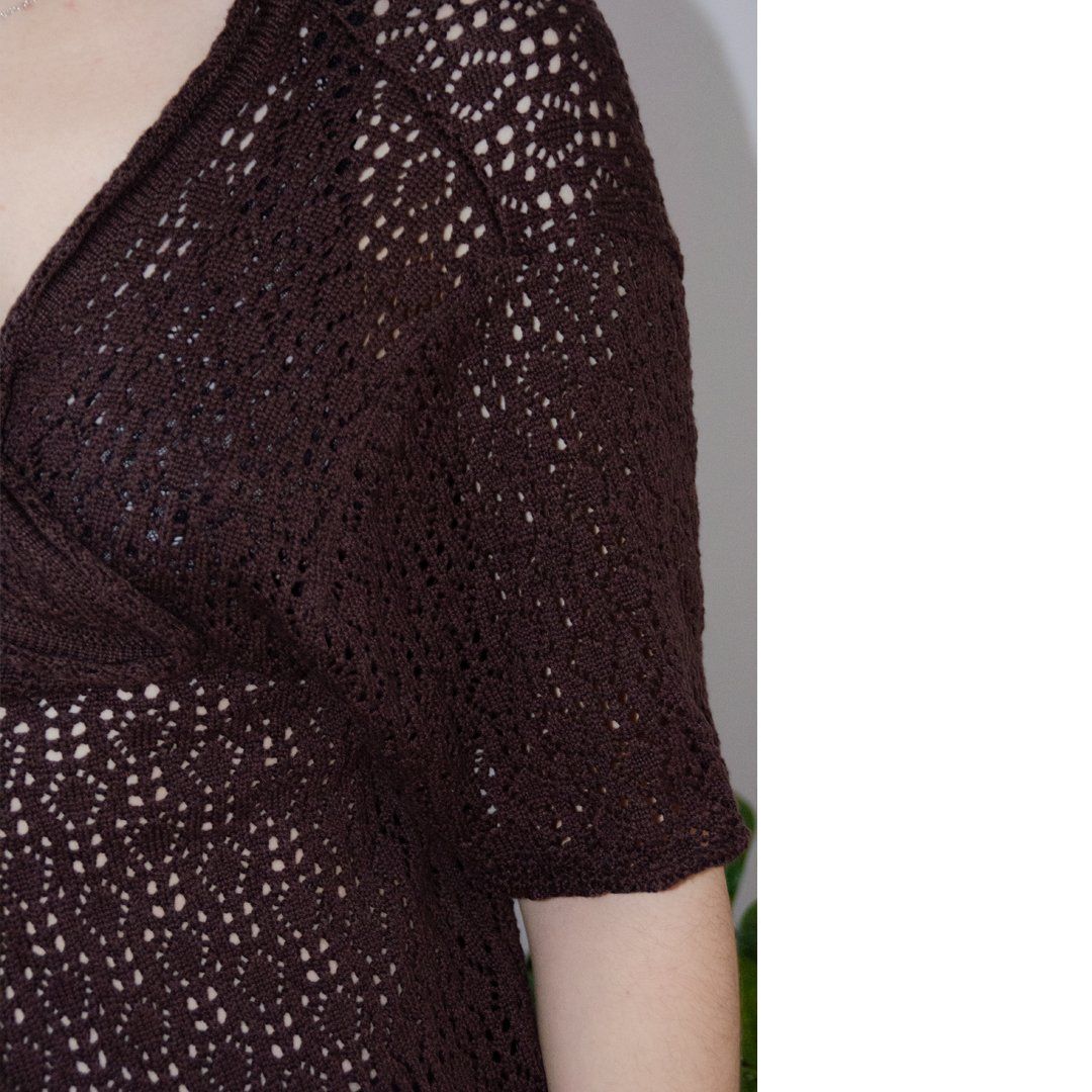 Boleros: Braune Sommer Strickjacke, Grösse L, Wickeloptik – Gebraucht aus Zürich von Konsumware 1