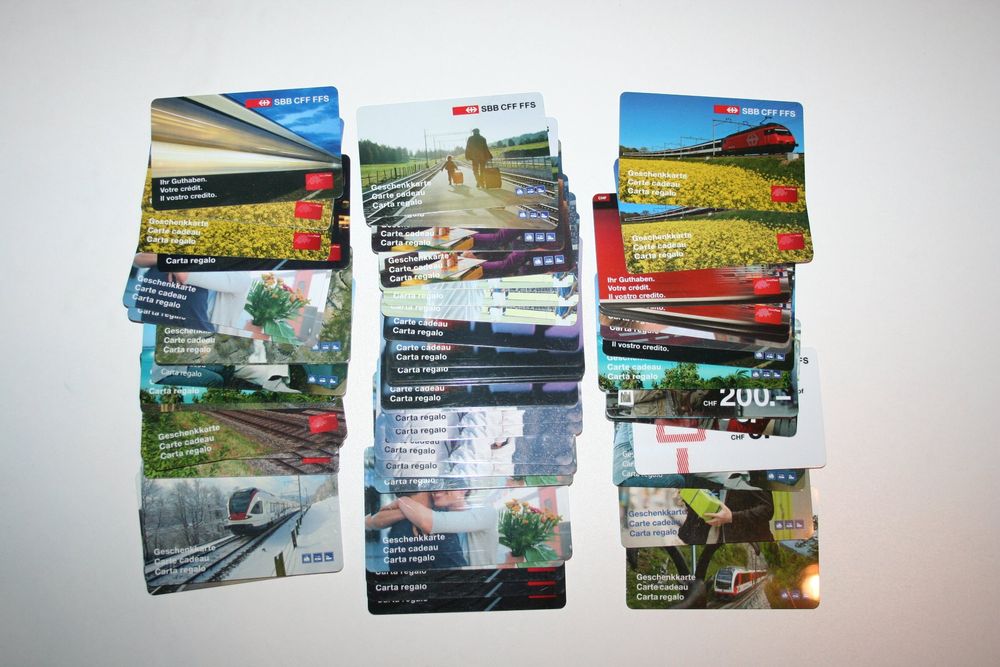 Cartes de téléphone: 123 leere Geschenkkarten SBB/BLS/ZB/RhB/VBL/MGB/FB/RB – D'occasion à Bern par ascona43