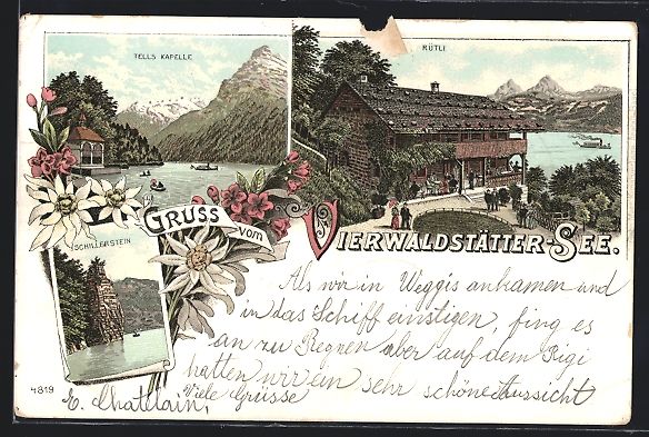 Cartoline postali: Litho Rütli /Vierwaldstätter-See, Schi – Usato da Berlin venduto da bartko-reher