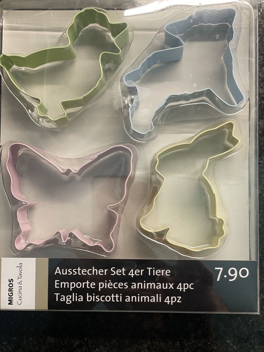 Migros Statuette: Ausstecket Set 4 er Tiere Migros – Nuovo e nell'imballaggio originale da Illnau venduto da RAIUGA