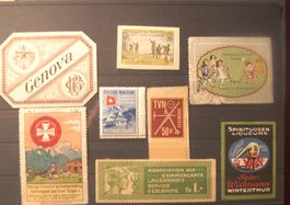 Sammlung Etiketten und Marken verschiedene Orte