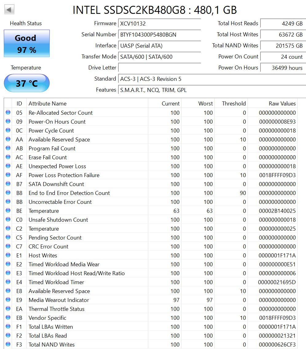 Intel Dischi rigidi: Intel SSD 480GB 2.5" SATA SSD – Usato da Glattpark(Opfikon) venduto da Golghot92 1