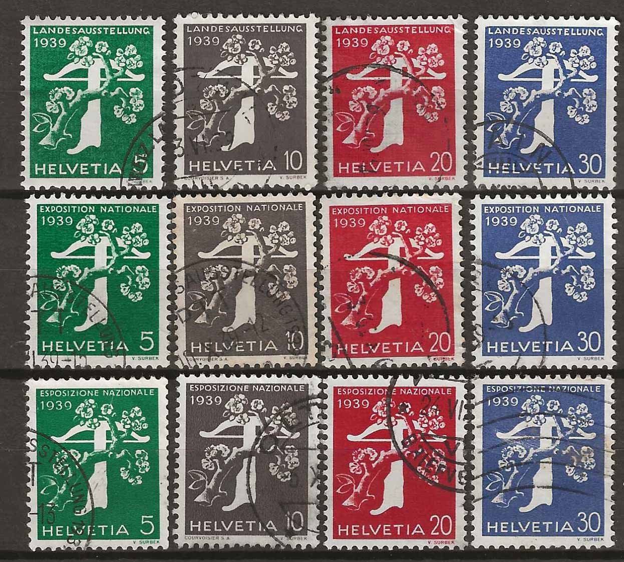 Tutti i francobolli: CH228 - Expo 39 228-239 obl. – Usato da Trélex venduto da Phil_Albert