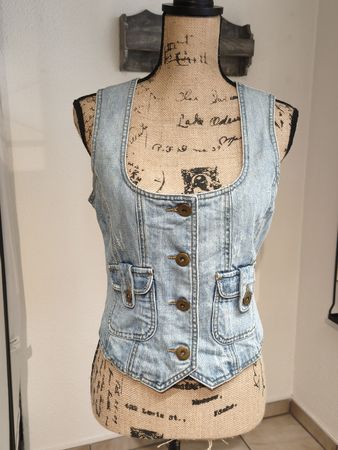 Jeans Weste Grösse 38 Hellblau Baumwolle