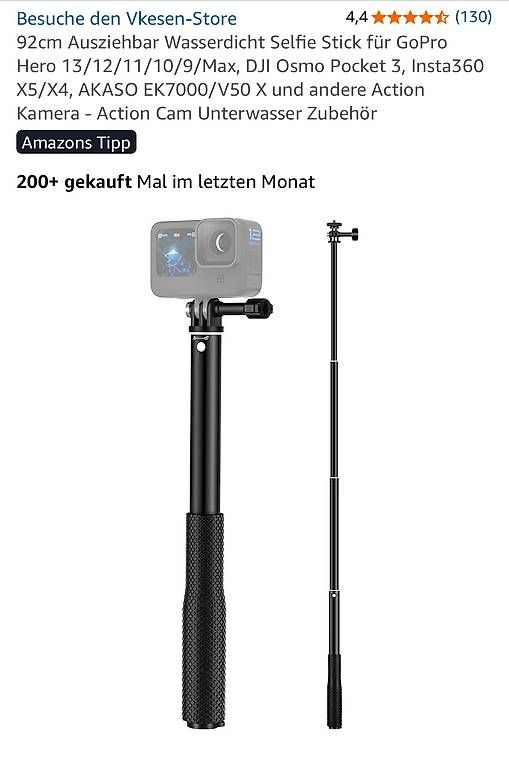 Treppiedi & Teste: Action cam extension stick - Vkesesn 92cm – Usato da Zürich venduto da Iliana22 1
