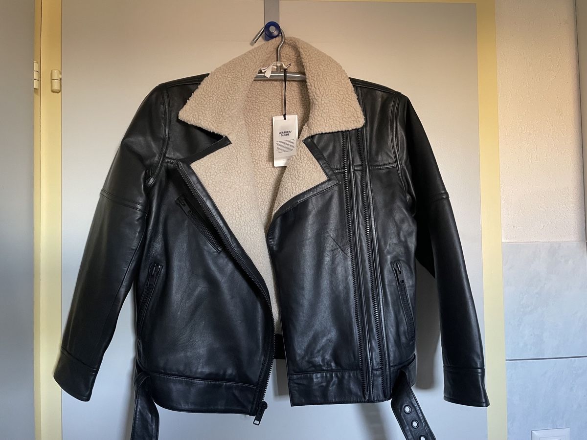 Jacken: Veste en cuir Object avec fourrure, T.36 NEUVE – Neu und originalverpackt aus Vuadens von Nina11