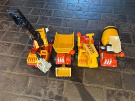 UNBESPIELT: FISHER-PRICE 4-teiliges Baustellen-Set / Vintage