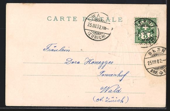 Cartoline postali: Schweiz, Schweizerin in Tracht mit Wappe – Usato da Berlin venduto da bartko-reher 1