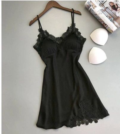 NEUES Negligée schwarz mit gepolsterten Cups Gr. M - 222223