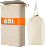 65L Wäschekorb Schmal mit Deckel Faltbarer Laundry Basket