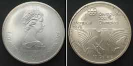 KANADA 10 Dollars 1976, OLYMPIA MONTREAL, Silber unz