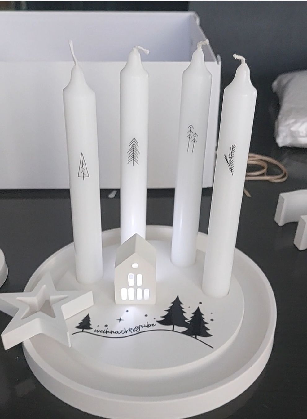 Tutte le decorazioni: Adventskerzen Set weiss mit Deko neu – Nuovo e nell'imballaggio originale da Erlinsbach SO venduto da Inspirierend 2