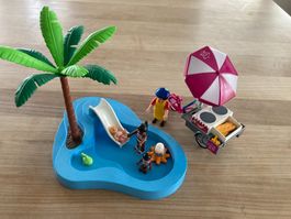 Playmobil Swimmingpool und Crêpesladen mit Velo