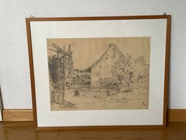Fritz Pümpin Original Zeichnung