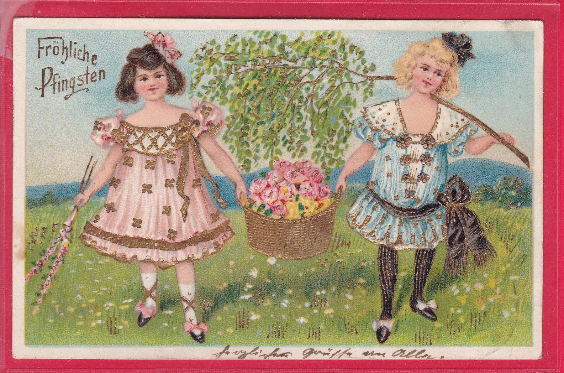 Cartoline postali: PRÄGE, FRÖHLICHE PFINGSTEN, 9.6.1903 – Usato da Oberrieden venduto da Gebirgsstelze