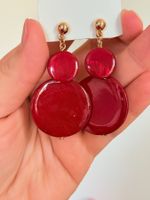 Boucles d'oreilles rondes rouge neuf