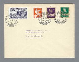 1932, MISCHFR. 4x10 RP. VERSCH. AUSGABEN (1x10 Rp. PJ 1931)