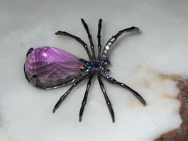 For Man Spider Amethysts Topaz & Blue Sapphires SS925 Brooch