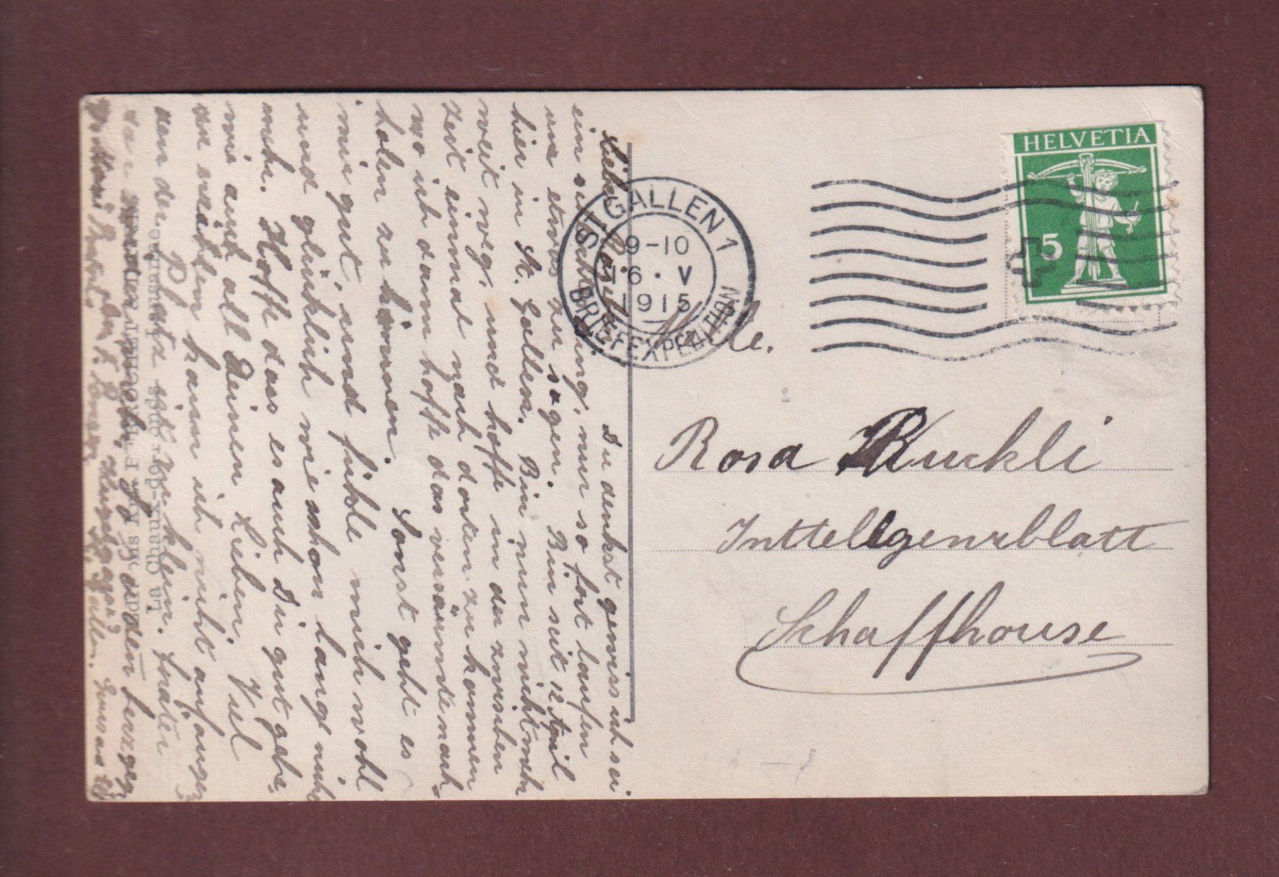 Cartoline postali: ST. GALLEN - West Seite - 1915 – Usato da Pully venduto da nicecards 1