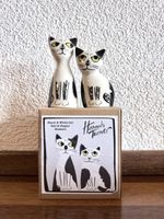 Salières poivrières chats Hannah Turner noir blanc