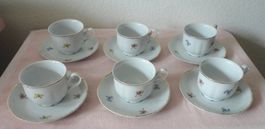 Kaffeeservice 12-tlg. Streublümchen/Goldrand Fine Porcelain