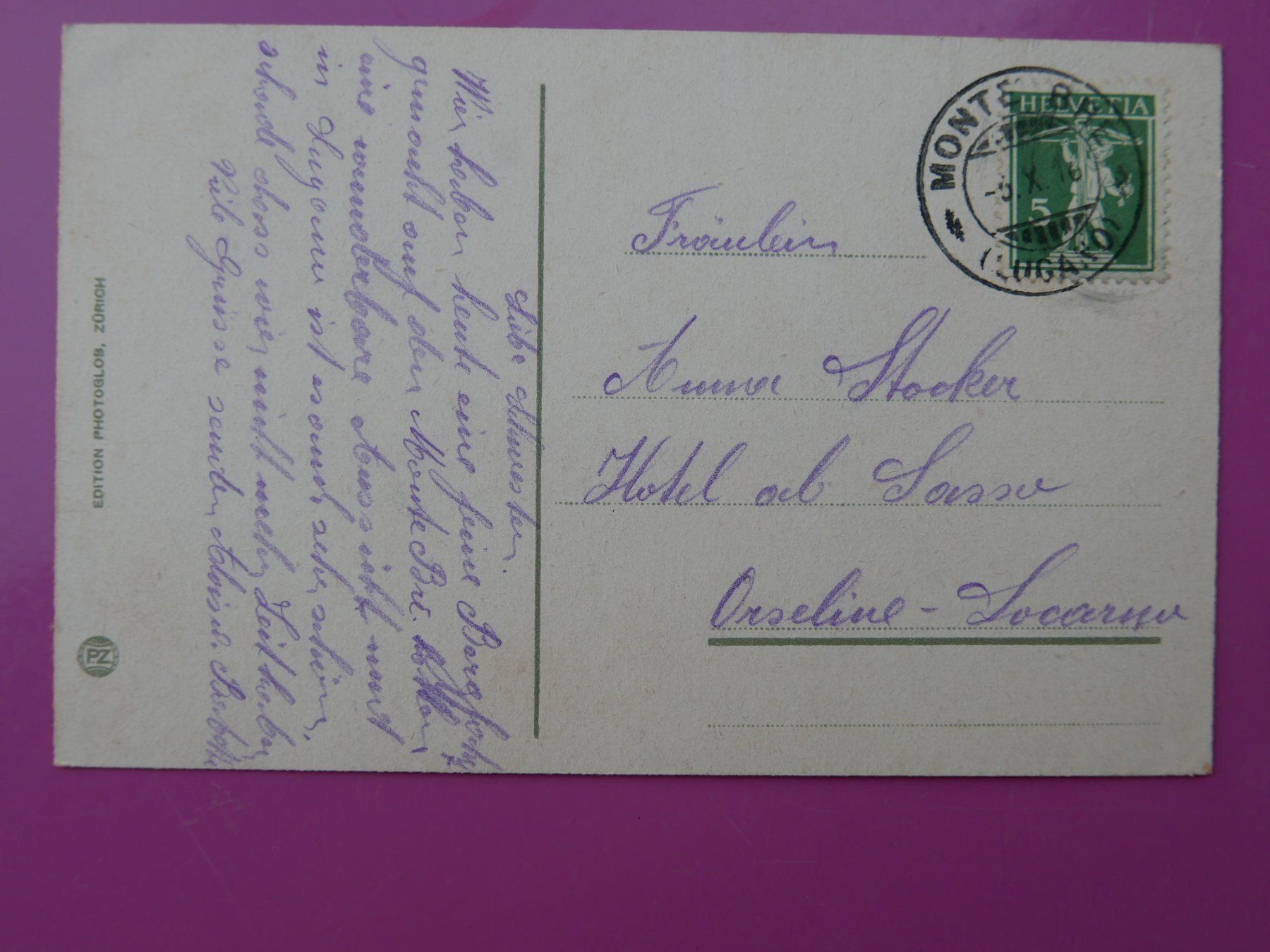 Cartoline postali: Ansichtskarte Monte Brè   1916 – Usato da Rotkreuz venduto da nigal 1