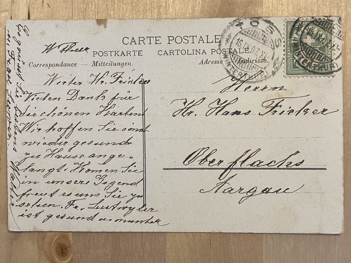Cartoline postali: Alte Ansichtskarte Kyburg, Winterthur, Effretikon, 1907 – Usato da Bauma venduto da Baumer71 1