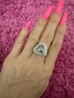 Triangel Ring Zirkonia Weiss Silberfarben Groesse 55
