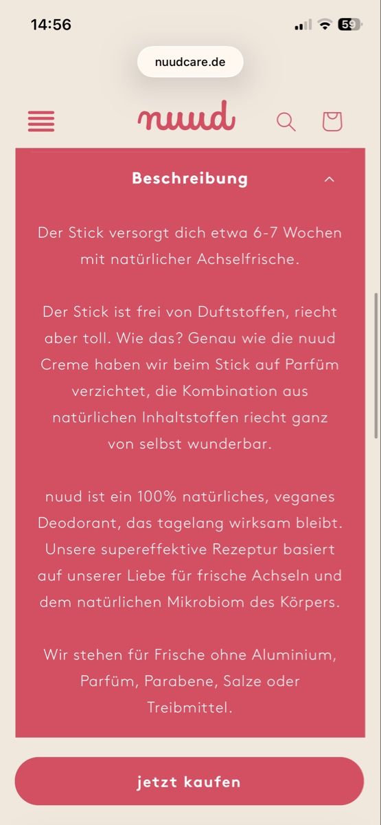 Sonstige Körperpflege: Nuud - veganer Deo – Neu und originalverpackt aus Bern von Nstoff 4
