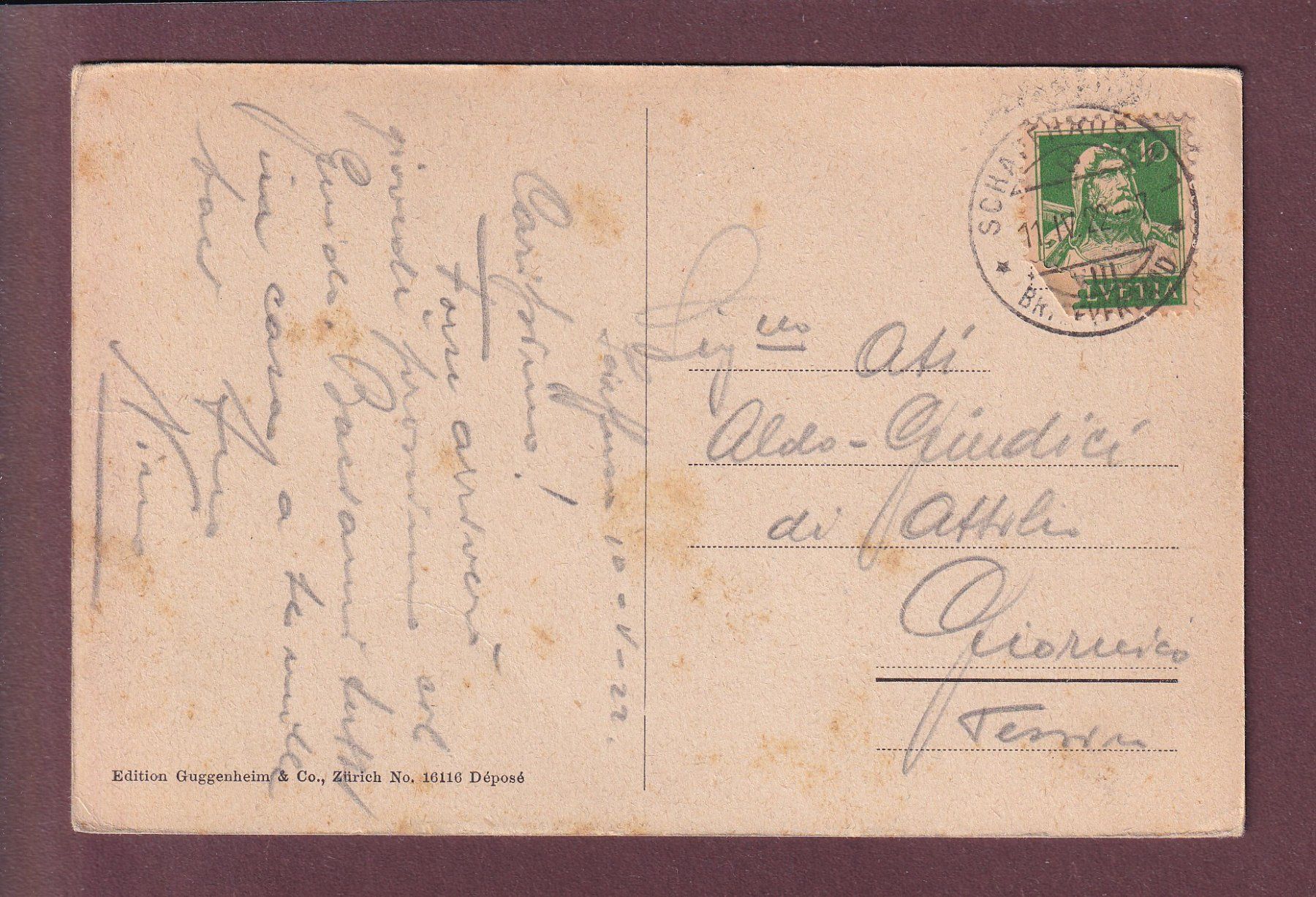 Ansichtskarten: RHEINFALL - 1922 – Gebraucht aus Pully von nicecards 1