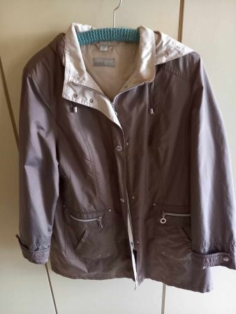 Damen Übergangsjacke Gr.46 beige, Kapuze abnehmbar