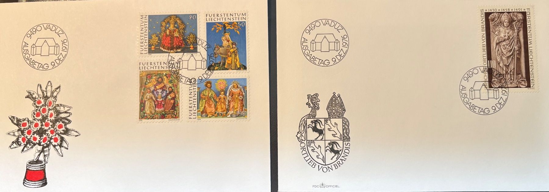 Tutti i francobolli: Liechtenstein 2 Ersttagsbriefe 09.12.1976 – Nuovo (secondo la descrizione) da Schaan venduto da Hrberger
