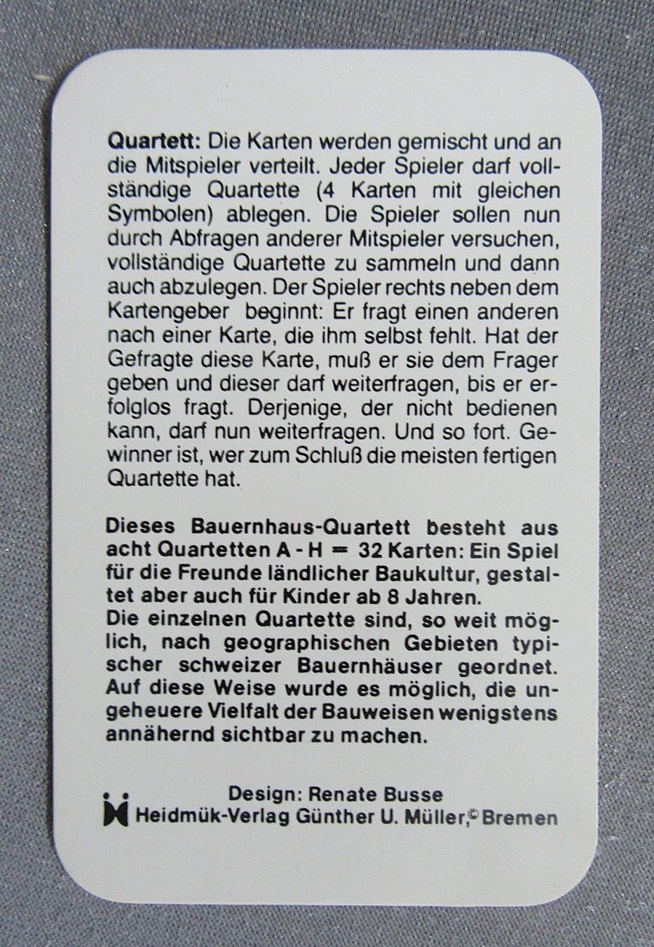Giochi: Heidmük Quartett - Schweizer Bauernhäuser – Usato da Auenstein venduto da Padabimbim 6