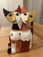 Dekorative Katzenfigur aus Holz, neuwertig, Herbstdeko