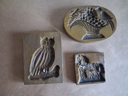 a/3 alte Springerle Anis Backformen Eule Pferd Früchte/Vogel
