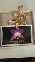 24K Vergoldete Singapur Orchidee Brosche - Nie Getragen!
