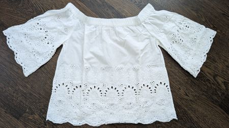 Schön Baumwoll-Off-Shoulder Bluse, weiss, ungetragen
