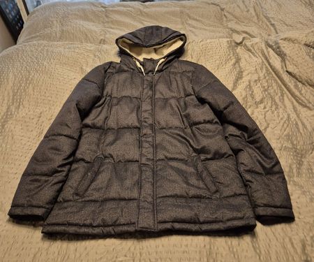 Herren Winterjacke, dunkelgrau mit Kapuze