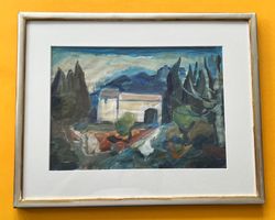 Guyer Beatrice Gouache Engadin Landschaft Weissgoldrahmen