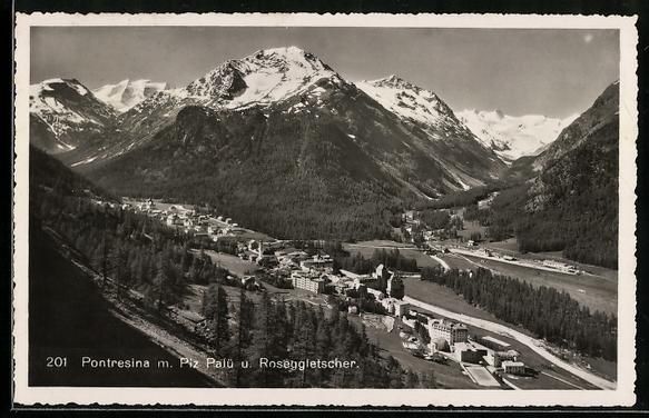 Cartoline postali: Pontresina, Ortsansicht aus der Vogelper – Usato da Berlin venduto da bartko-reher